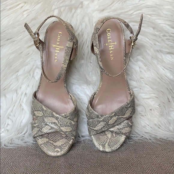 Cole Haan Snake Print Espadrille Wedges - Picture 2 of 8